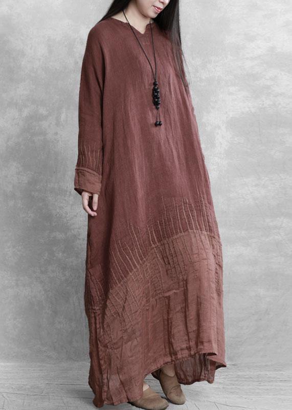 Brand Set Dress Retro Chocolate Long Skirt New Loose Robe