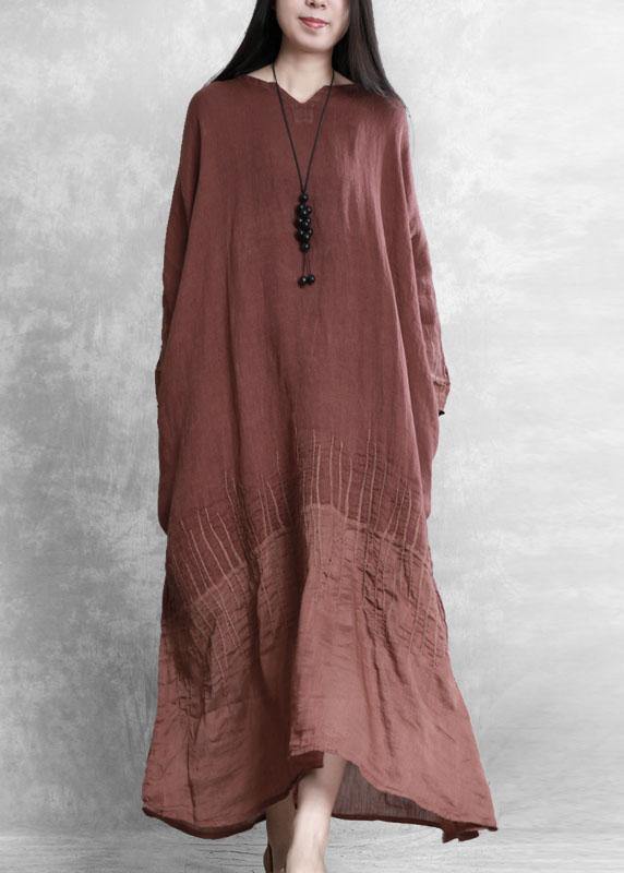 Brand Set Dress Retro Chocolate Long Skirt New Loose Robe