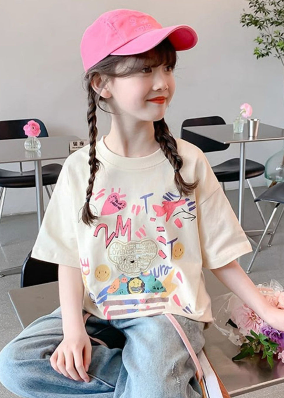 Brief Apricot Print T Shirt Short Sleeve
