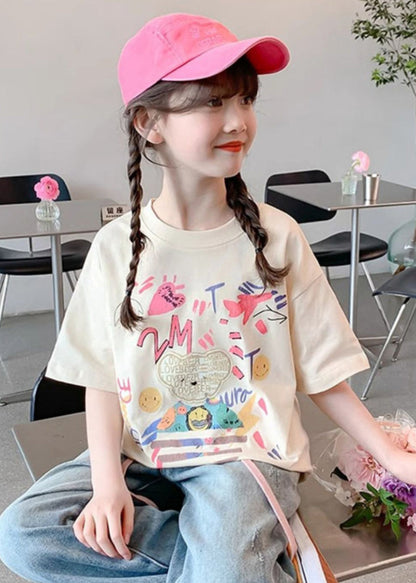 Brief Apricot Print T Shirt Short Sleeve
