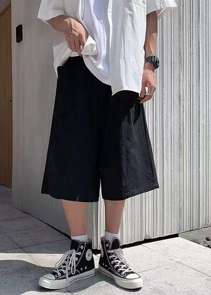 Brief Beige Elastic Waist Wide Leg Pants Summer