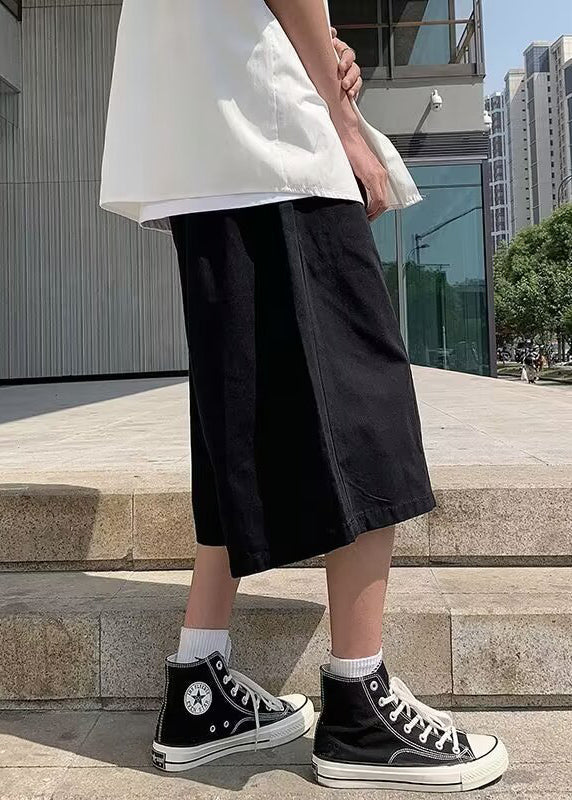 Brief Beige Elastic Waist Wide Leg Pants Summer