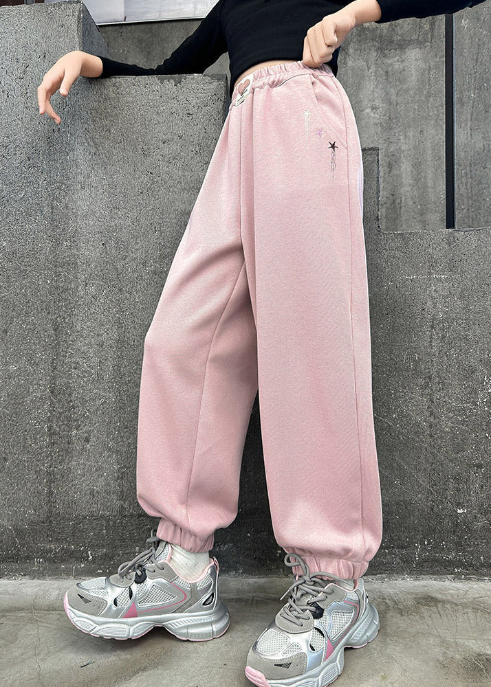 Brief Pink Patchwork High Waist Beam Pants