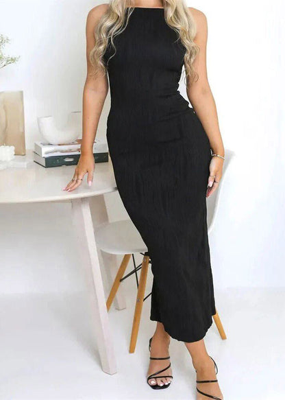 Brief White Patchwork Long Spaghetti Strap Dress Summer
