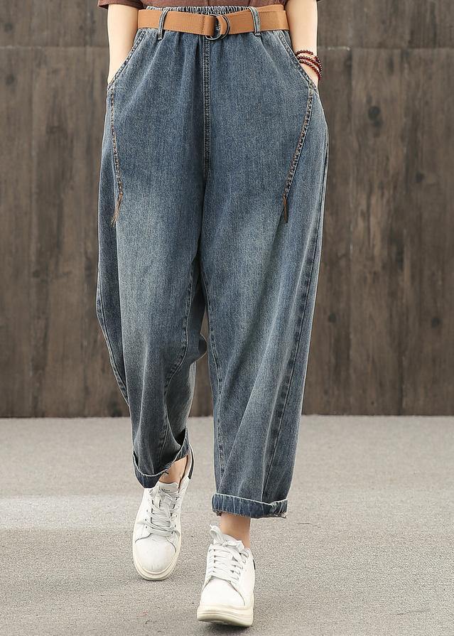 Bright Line Decoration Retro Washed Denim Autumn New Trousers