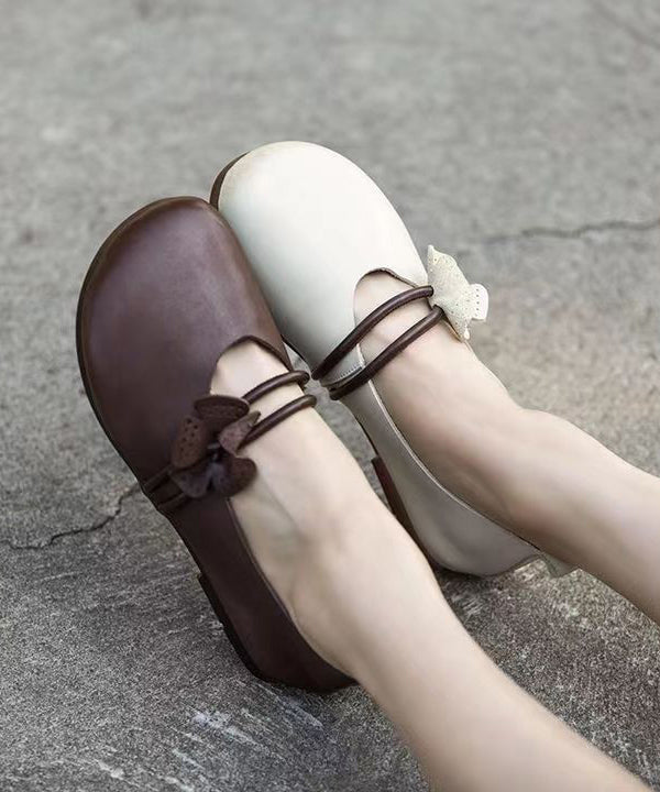 Brown Flat Shoes Classy Soft Splicing