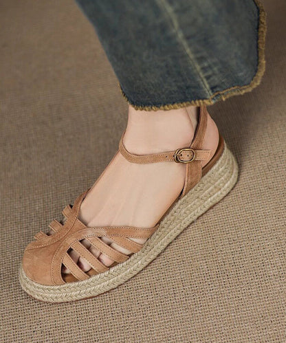 Brown Sandals Hollow Out Wedge Sandals