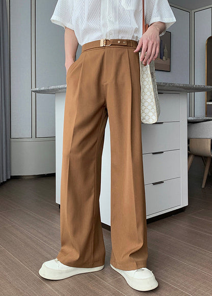 Brown Spandex Fall Pants High Waist