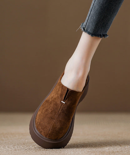 Brown Suede Splicing Comfy Loafers
