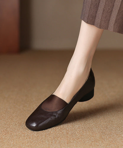 Brown Chunky Sheepskin Comfy Splicing Loafers
