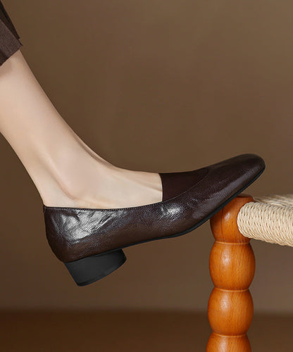 Brown Chunky Sheepskin Comfy Splicing Loafers