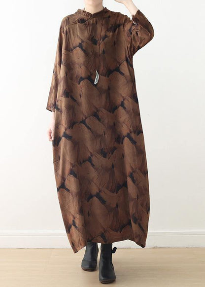 Buy O Neck Baggy Spring Kaftans Fitted Life Chocolate Print Dresses