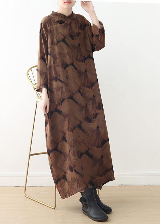 Buy O Neck Baggy Spring Kaftans Fitted Life Chocolate Print Dresses