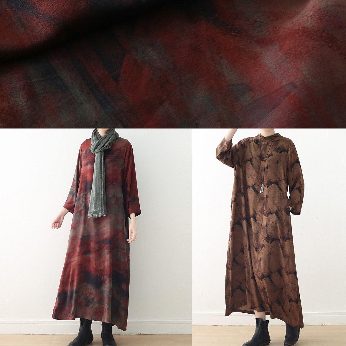 Buy O Neck Baggy Spring Kaftans Fitted Life Chocolate Print Dresses