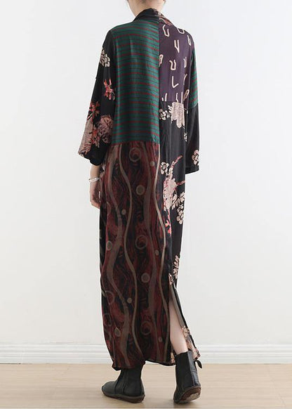 Buy Red Print Chiffon Long Shirts Korea Life V Neck Patchwork Spring Dresses