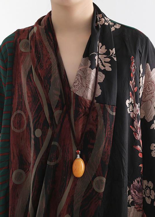 Buy Red Print Chiffon Long Shirts Korea Life V Neck Patchwork Spring Dresses
