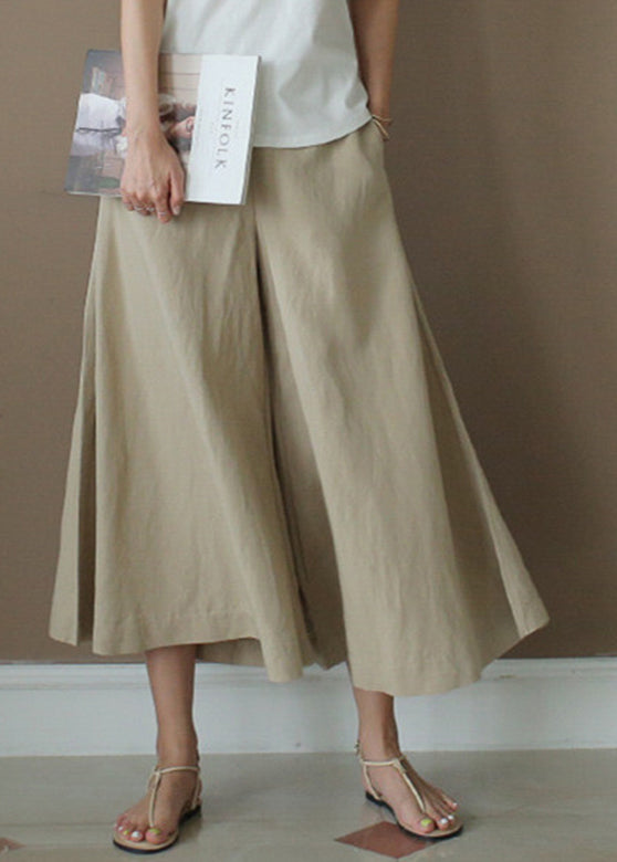 Apricot High Waist Pockets Patchwork Crop Pants Summer