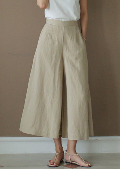 Apricot High Waist Pockets Patchwork Crop Pants Summer