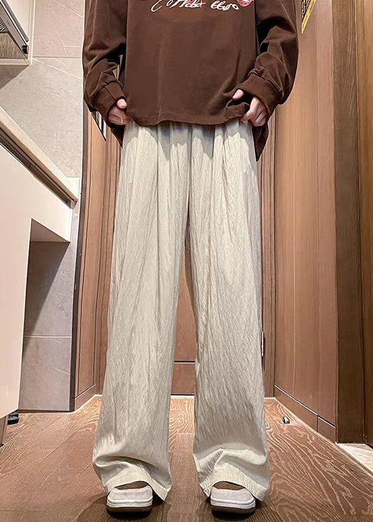Apricot Pockets Ice Silk Pants Summer