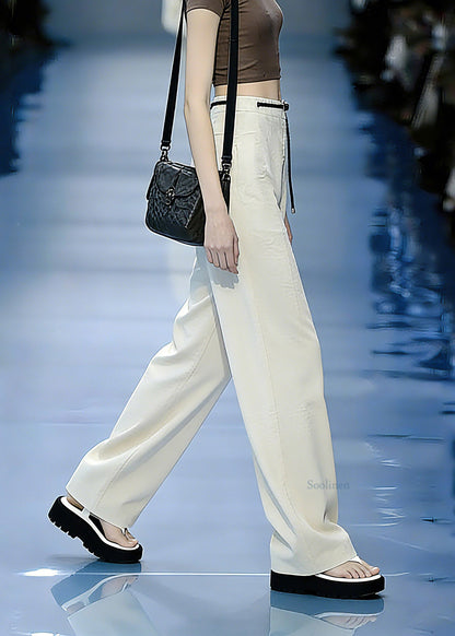 Apricot Sashes Pockets Wide Leg Pants