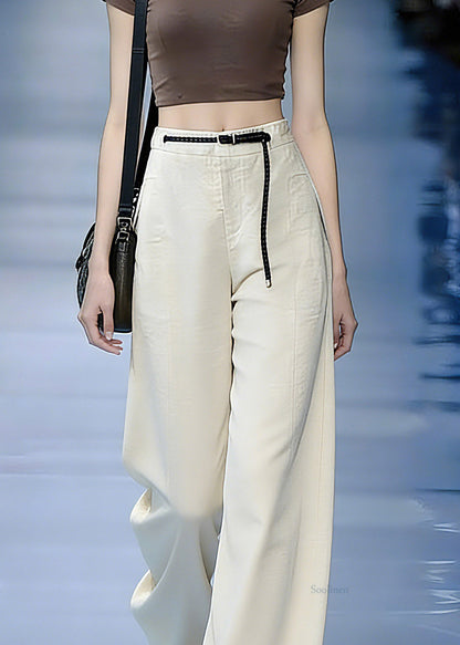 Apricot Sashes Pockets Wide Leg Pants