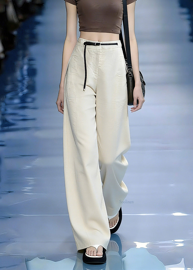 Apricot Sashes Pockets Wide Leg Pants