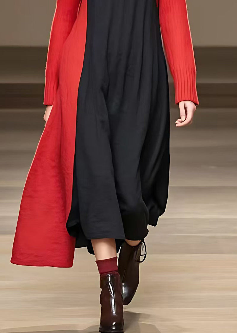 Black Asymmetrical Patchwork Party Maxi Dress Long Sleeve