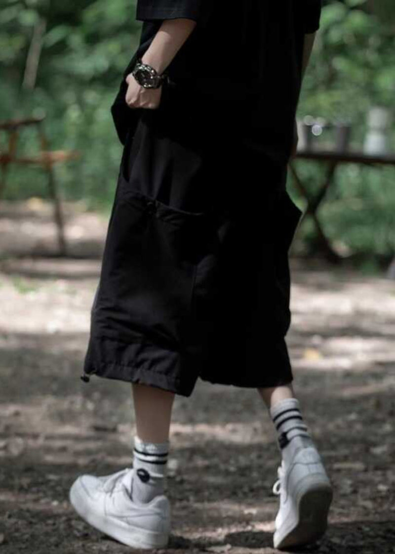 Black Elastic Waist Crop Pants
