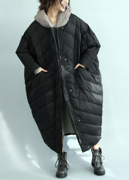 Black Hooded Oversized Duck Down Parka Winter