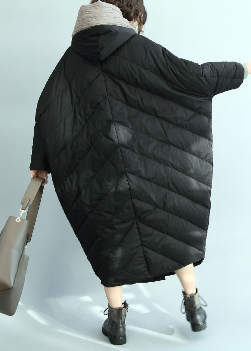 Black Hooded Oversized Duck Down Parka Winter