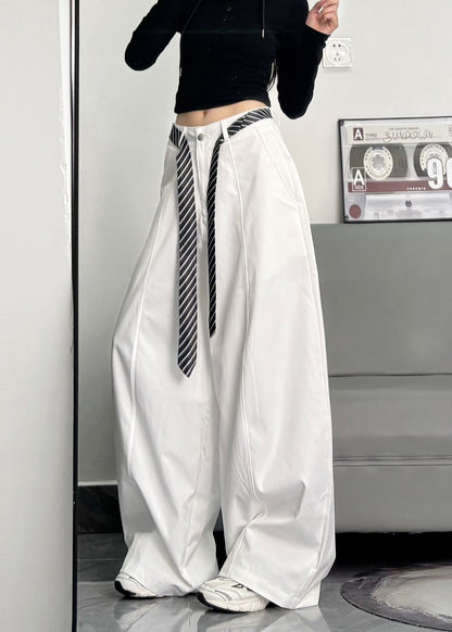 Black Oversized Cotton Wide Leg Pants Trousers Spring