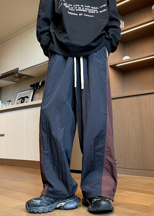 Black Oversized Patchwork Drawstring Pants Apparel Spring