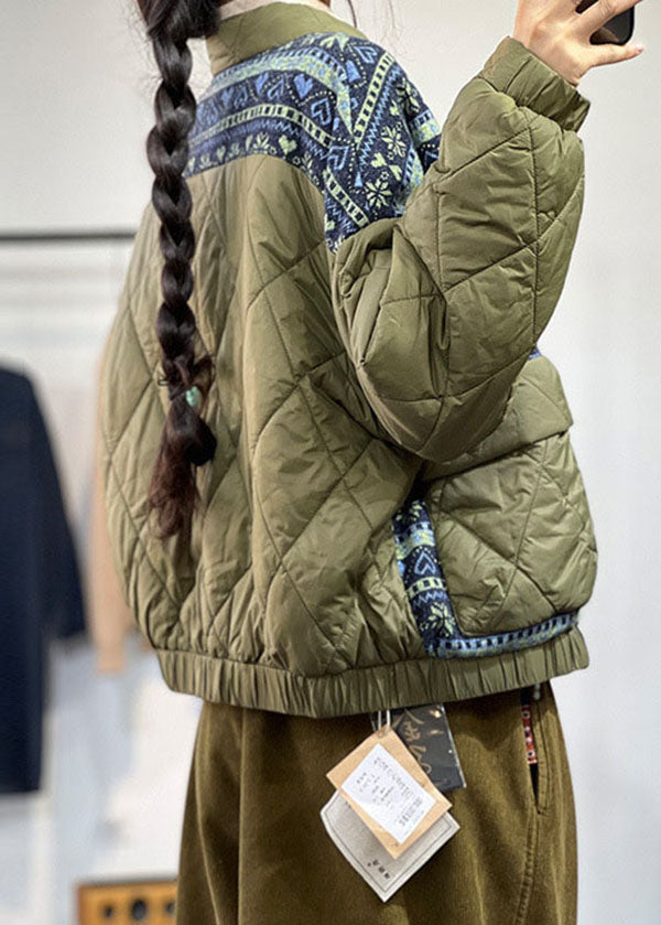 Black Oversized Patchwork Print Fine Cotton Filled Coat Winter