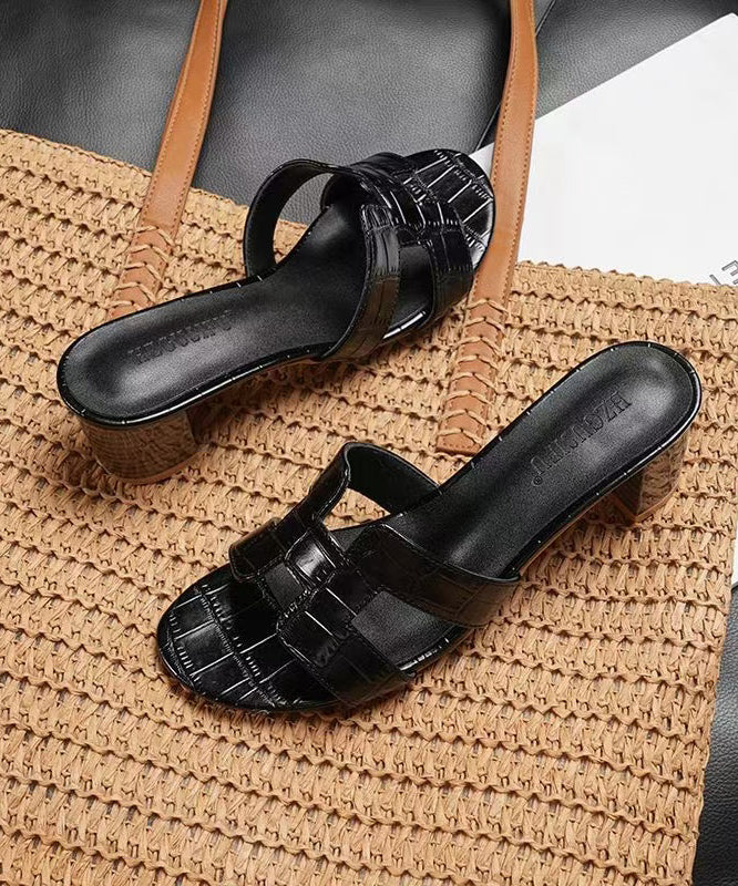 Black Peep Toe Chunky Flip Flops