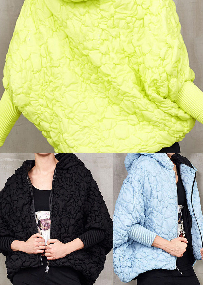 Blue Hooded Cotton Blend Puffer Jacket Winter