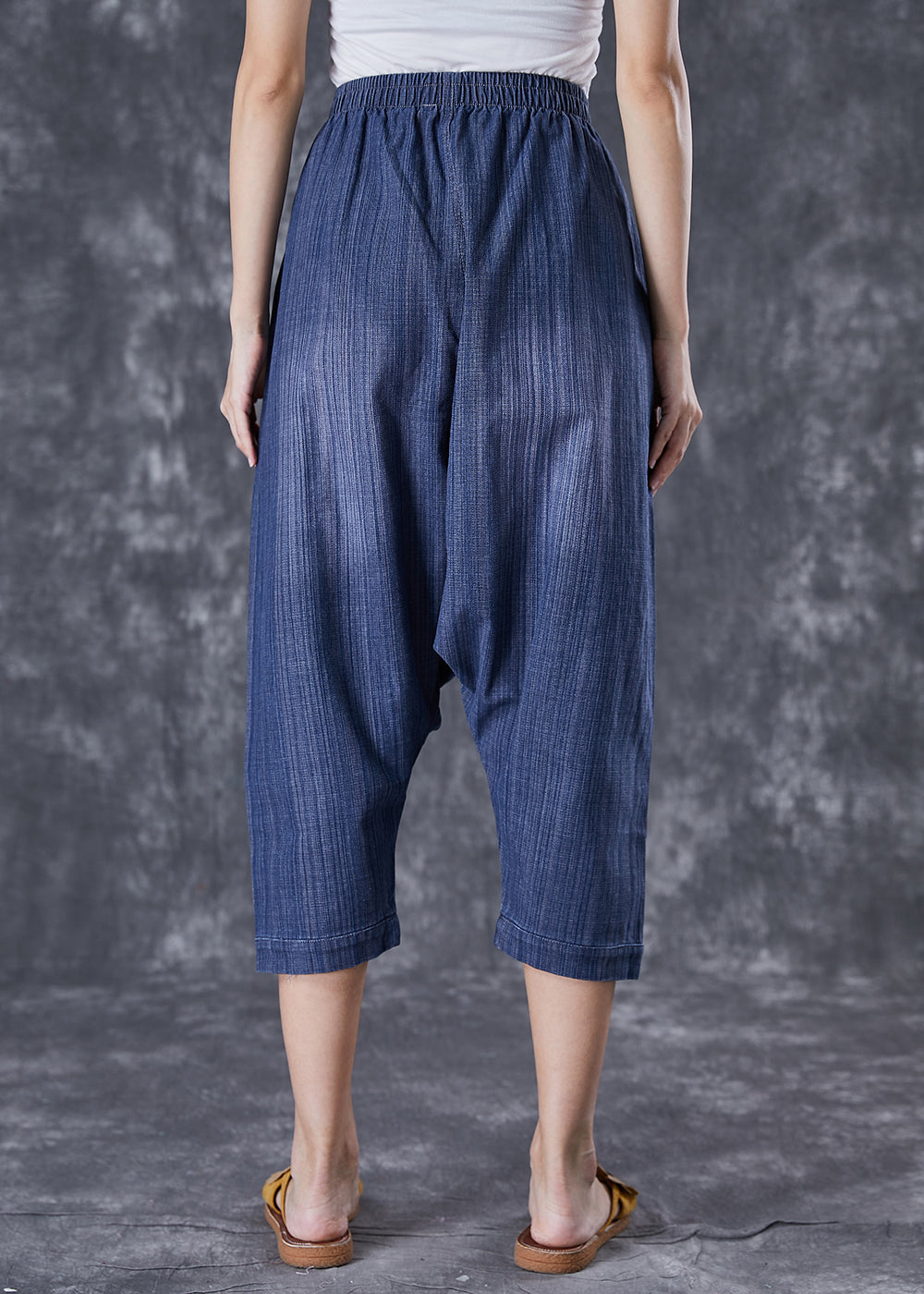 Blue Oversized Patchwork Applique Denim Harem Pants Summer