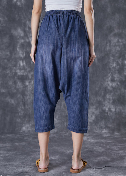Blue Oversized Patchwork Applique Denim Harem Pants Summer