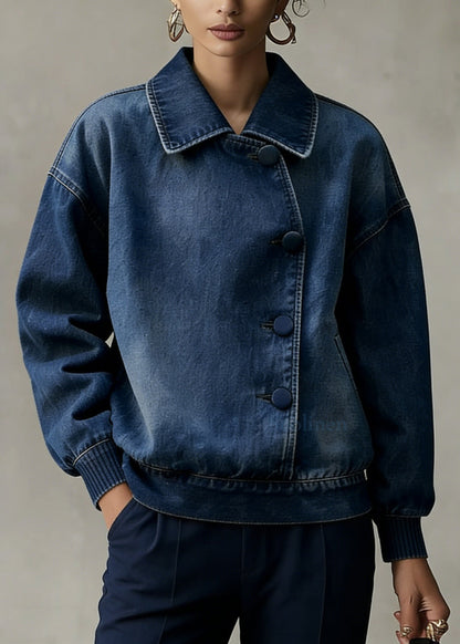 Blue Peter Pan Collar Denim Coats Spring