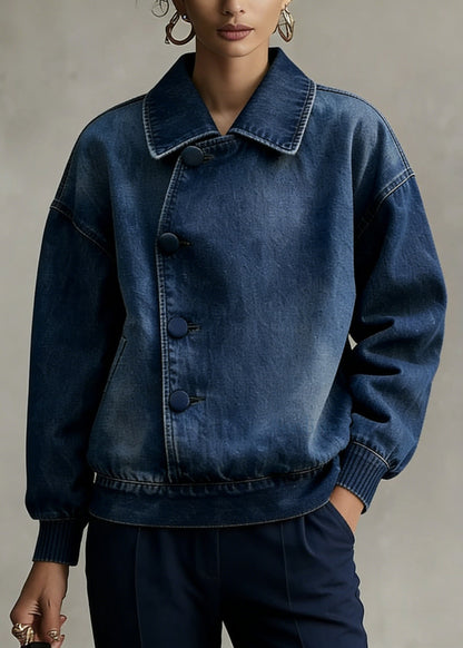 Blue Peter Pan Collar Denim Coats Spring