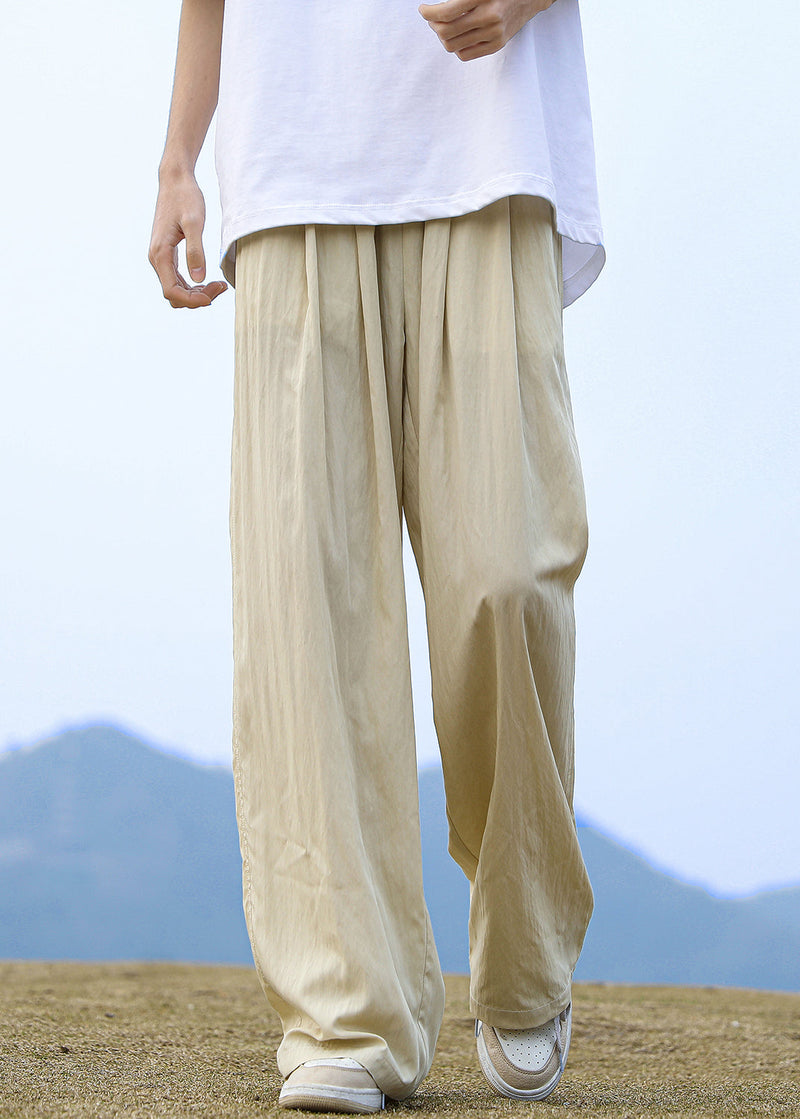 Blue Pockets Ice Silk Straight Pants Summer