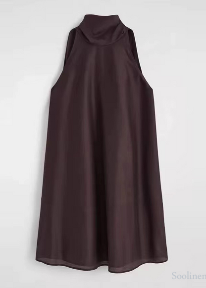 Brown Cold Shoulder Halter Dresses Summer