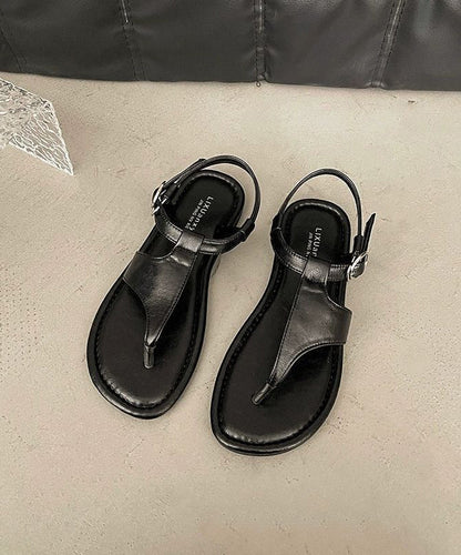 Brown Hollow Out Flip Flops Faux Leather Soft Splicing
