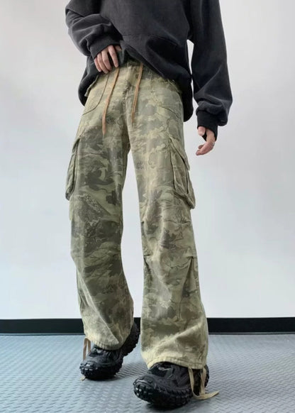 Camouflage Print High Wais Denim Pants