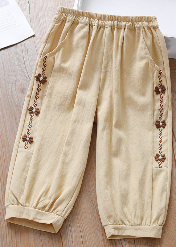 Caramel Elastic Waist Beam Pants Spring
