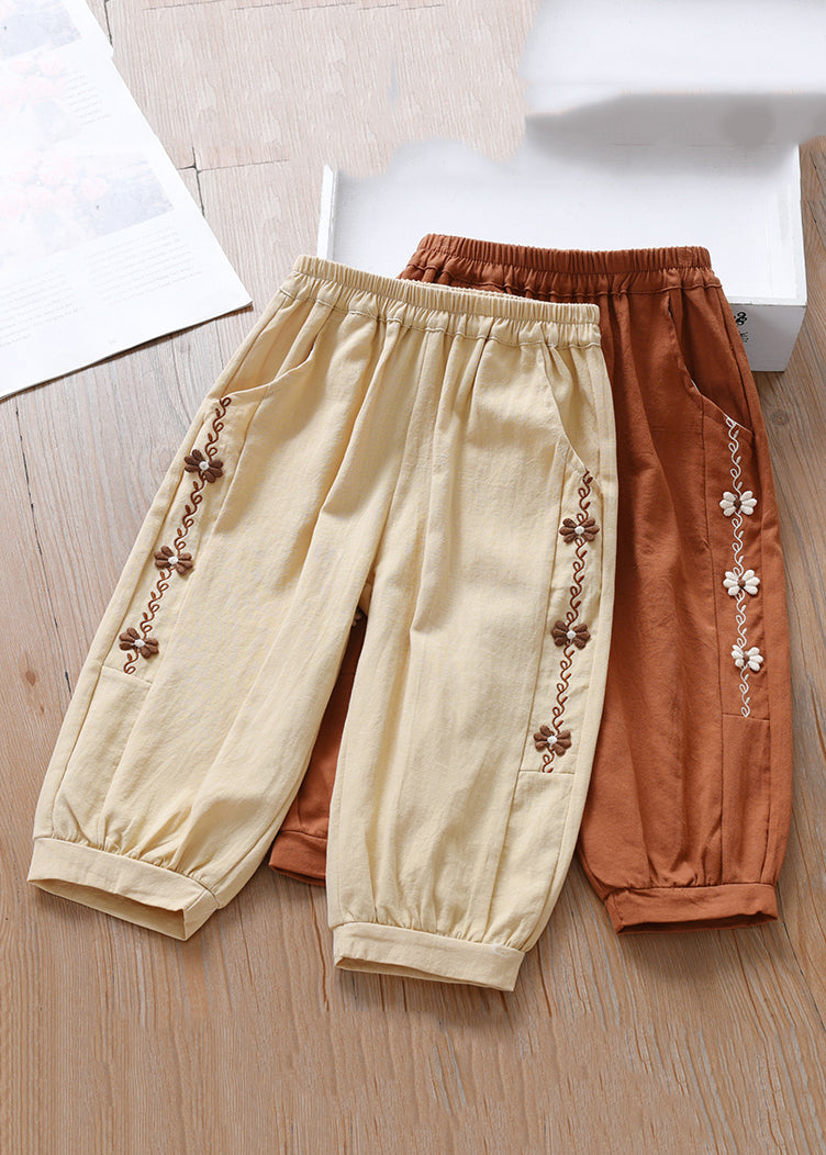 Caramel Elastic Waist Beam Pants Spring