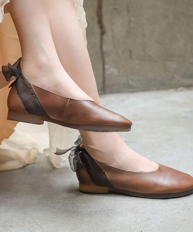 Chocolate Gladiator Flat Shoes Genuine Leather