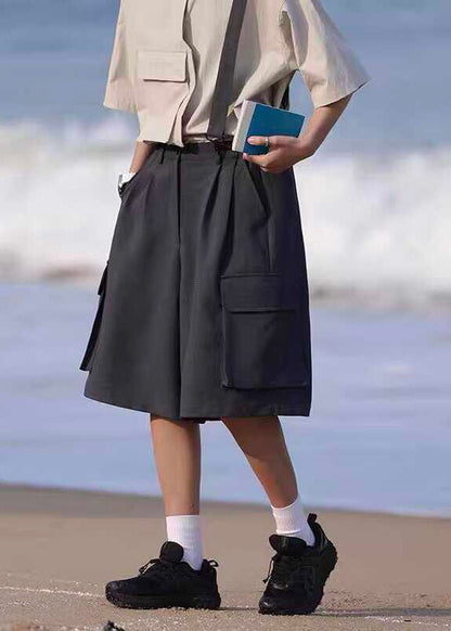 Coffee Patchwork High Waist Crop Pants Summer