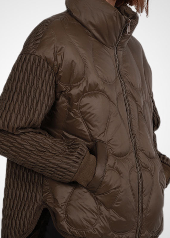 Chocolate Stand Collar Zip Up Thick Duck Down Jackets Winter
