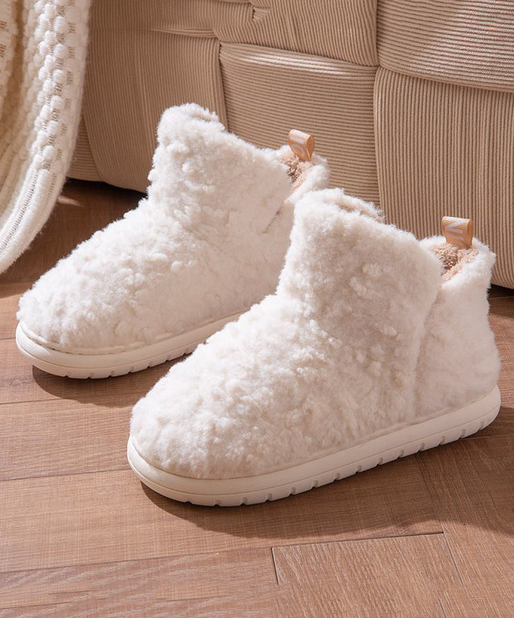 Comfy Green Faux Fur Flat Shoes Fuzzy Wool Lined