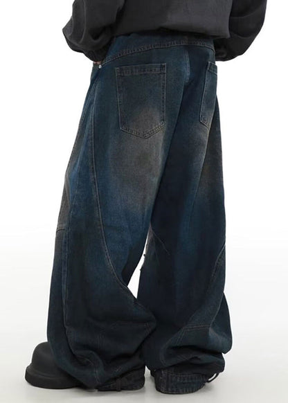 Denim Blue Pockets Patchwork Pants Summer